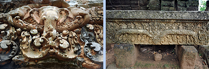 Koh Ker stone carvings in situ