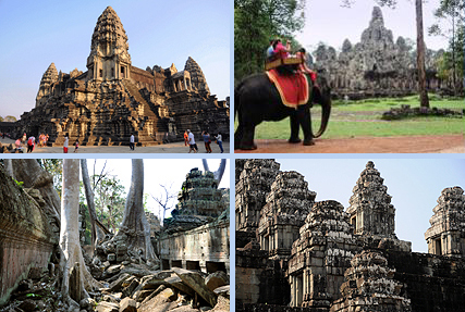 Angkor Wat, Bayon in Angkor Thom, jungletemple Ta Prohm and Phnom Bakheng are the 4 highlights of a 1-day Angkor tour