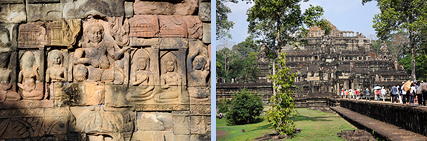 Leper King terrace carving and Baphuon temple in Angkor Thom