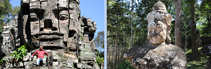 City gates of Angkor Thom with sculptures